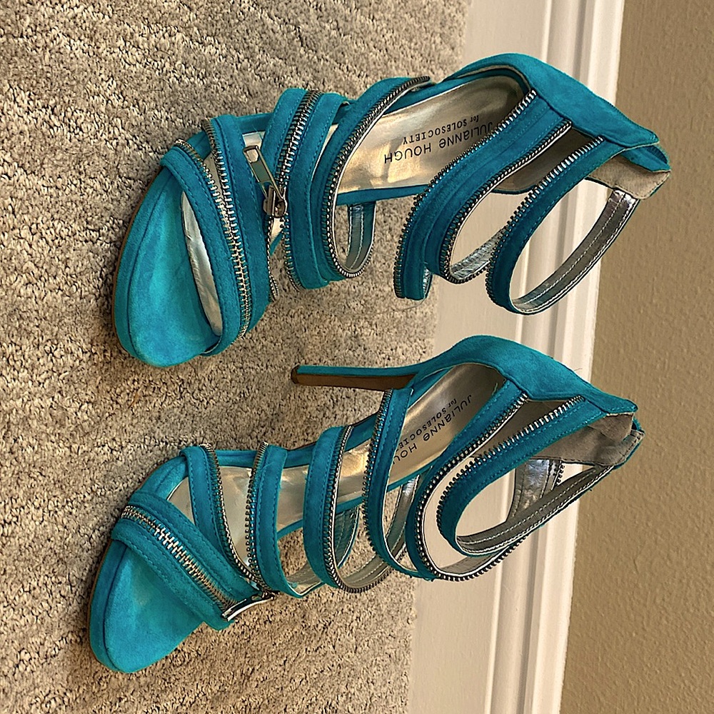 NEW Juliana Hough for SoleSociety. Turquoise 4 inch heels with zipper accents.